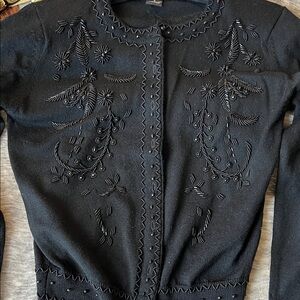 Black Embroidered Cardigan